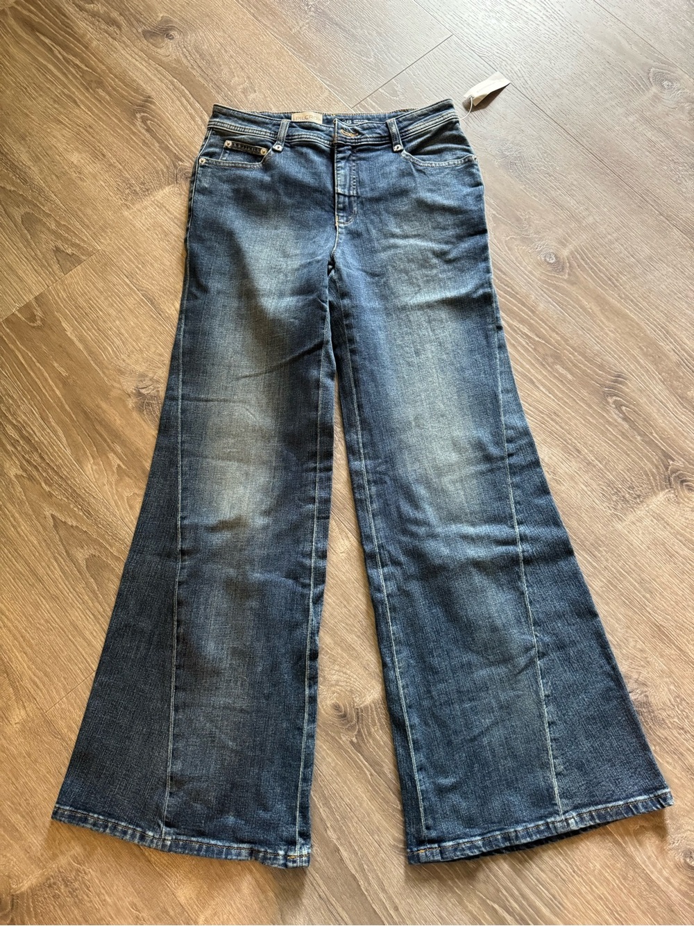 Pilcro Women's Dark Blue Wide-Leg Flare Jeans